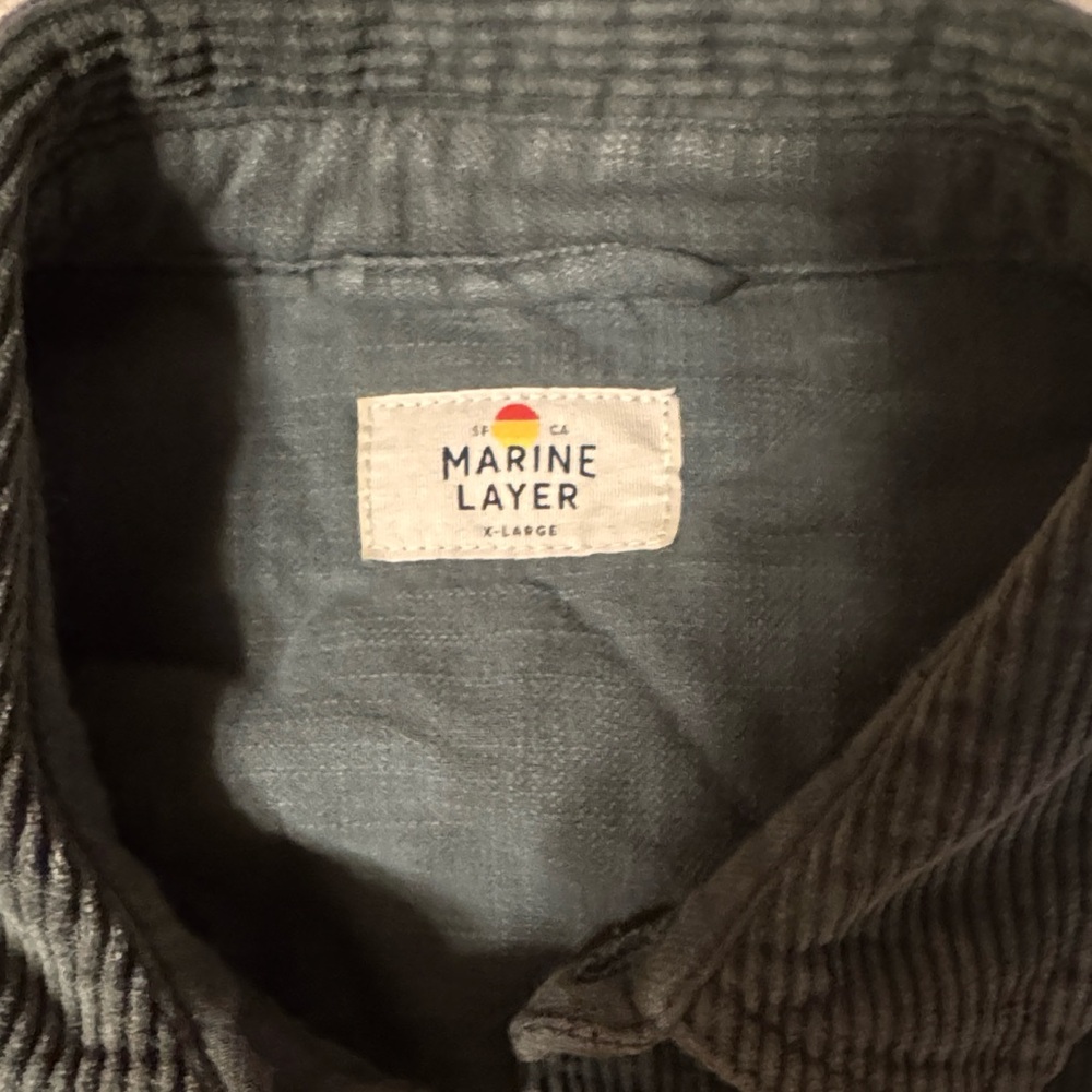 Marine Layer Dark Green Corduroy Shirt Jacket - Picture 2 of 2